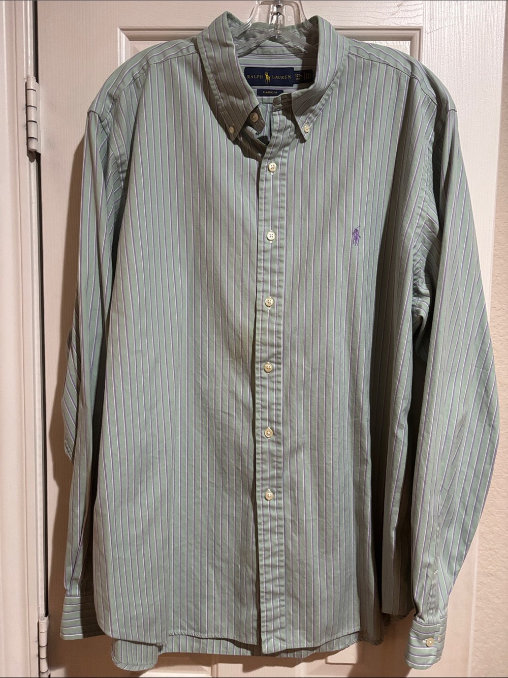 Ralph Lauren Light Green Pinstripe Button-Down Shirt